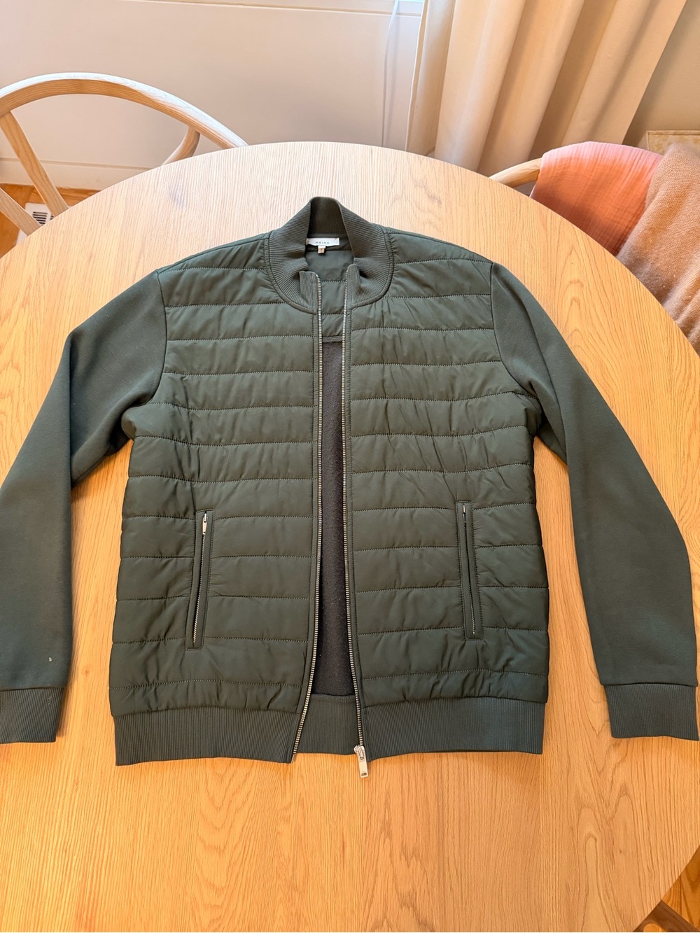Reiss Quilted Bomber Jacket in Dark Green
